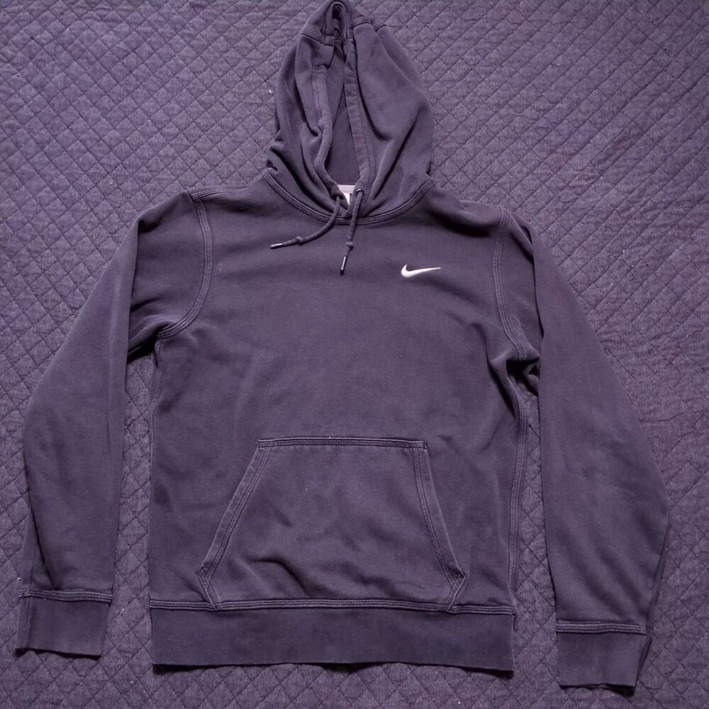 Nike Club Pullover Hoodie Mens S Black Embroidered Hooded Drawstring